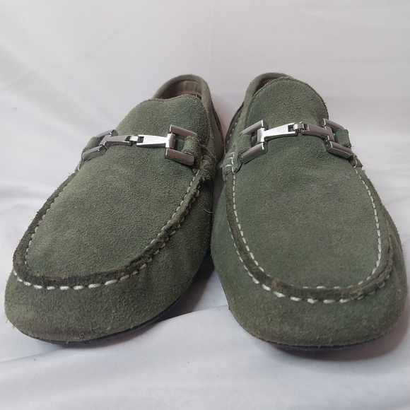 Alfani Mens Green Suede Loafers, Size 8 - Picture 2 of 7